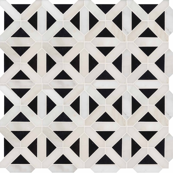 Msi Retro Fretwork 12 In. X 12 In. X 10Mm Polished Marble Mesh-Mounted Mosaic Tile, 10PK ZOR-MD-0151 - main